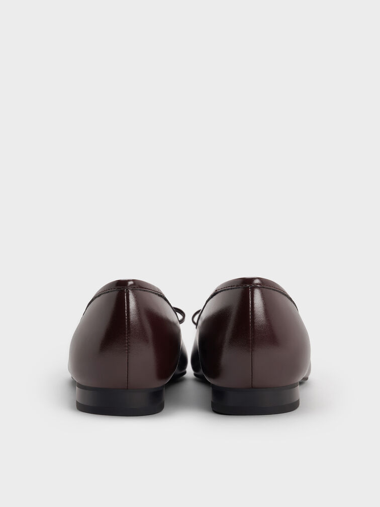 Bow Metallic-Accent Pointed-Toe Ballet Flats, Maroon, hi-res