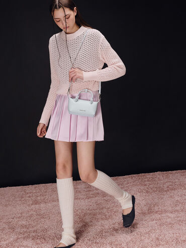 حقيبة توت بحمالة يد مزينة بعقدة, أزرق باهت مائل للرمادي, hi-res