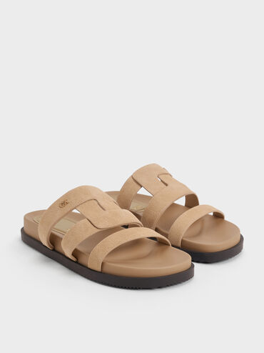 Petina Suede Flatform Sandals, Beige, hi-res