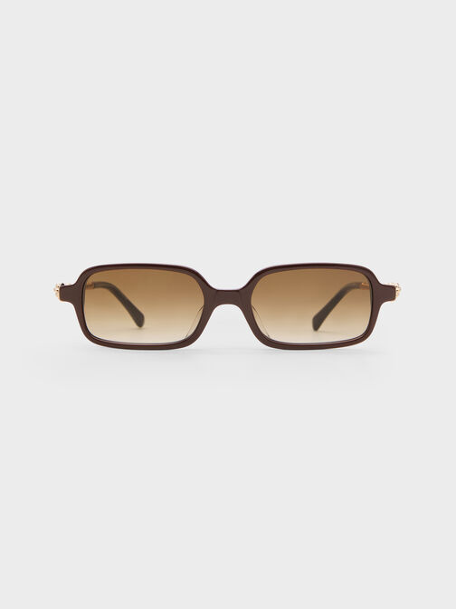 Sable Knot Rectangular Sunglasses, Espresso Brown, hi-res