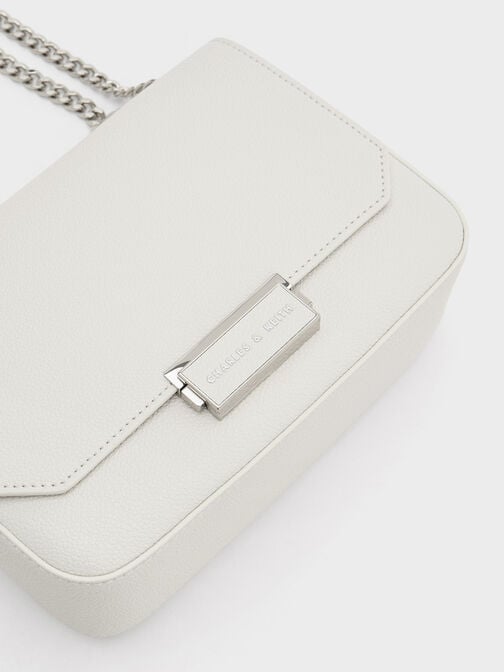 Sue Chain-Strap Shoulder Bag, White, hi-res
