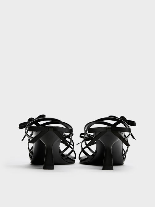 Kelis Rose-Bow Strappy Heeled Mules, Black Boxed, hi-res