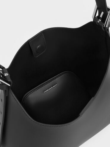 حقيبة هوبو "هيرثا" ترابيز مرنة, أسود كلاسيكي, hi-res