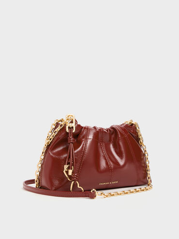 Ciara Ruched Crossbody Bag, Burgundy, hi-res