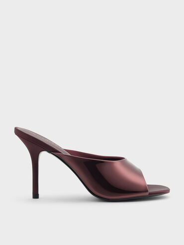 حذاء ميول بجلد لامع وكعب رفيع, برغندي, hi-res