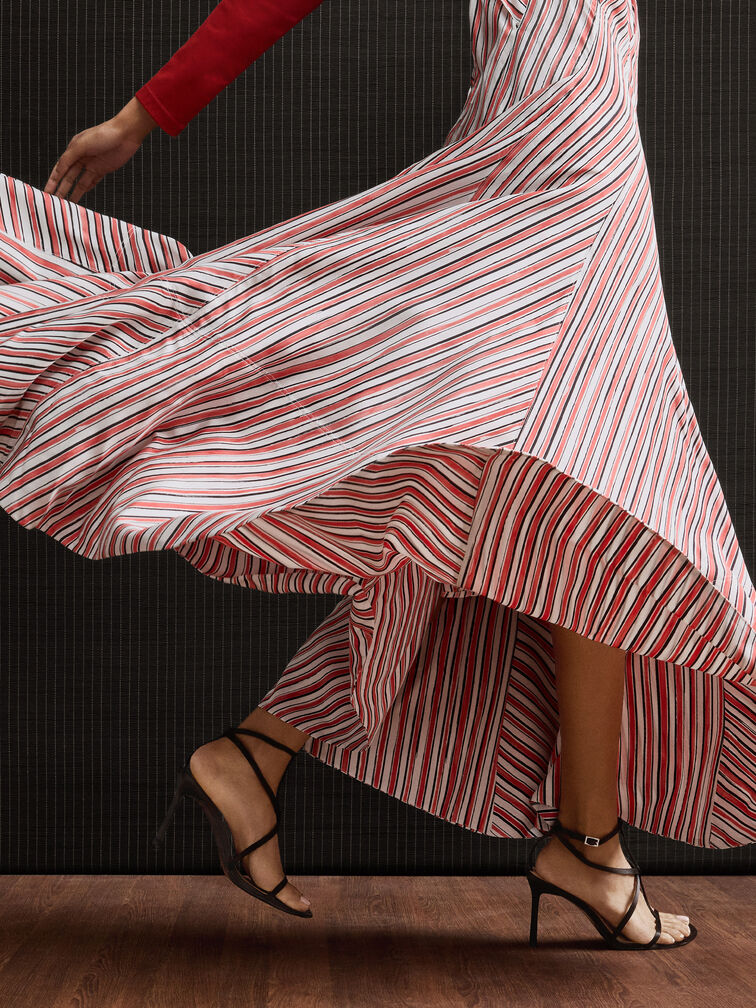 Satin Strappy Stiletto-Heel Sandals, Black Textured, hi-res