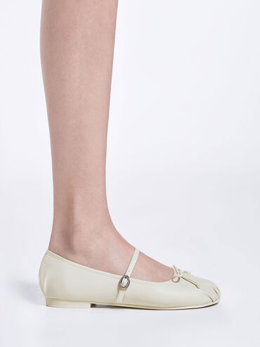 Emiko Bow Mary Jane Flats, Chalk, hi-res