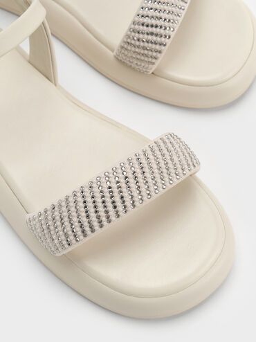 صندل بلاتفورم بحزام كاحل مزين بكريستال ولؤلؤ, أبيض طباشيري, hi-res