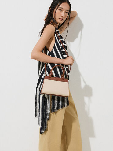 Sabine Canvas Knotted-Handle Tote Bag, Chocolate, hi-res