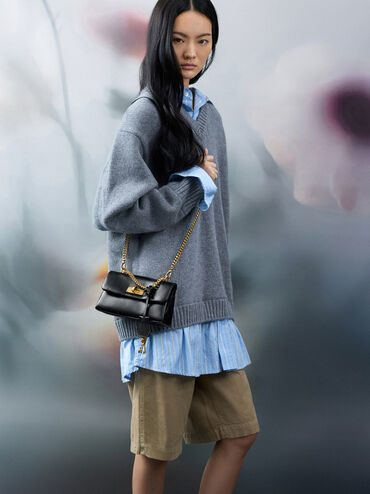 محفظة "كيري" بسلسلة, أسود, hi-res