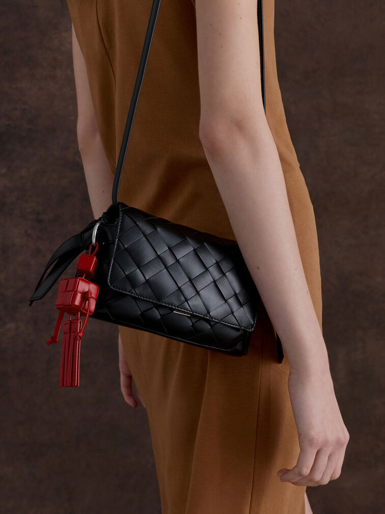 شنطة كروس إيفيت بنقشة منسوجة, أسود كلاسيكي, hi-res