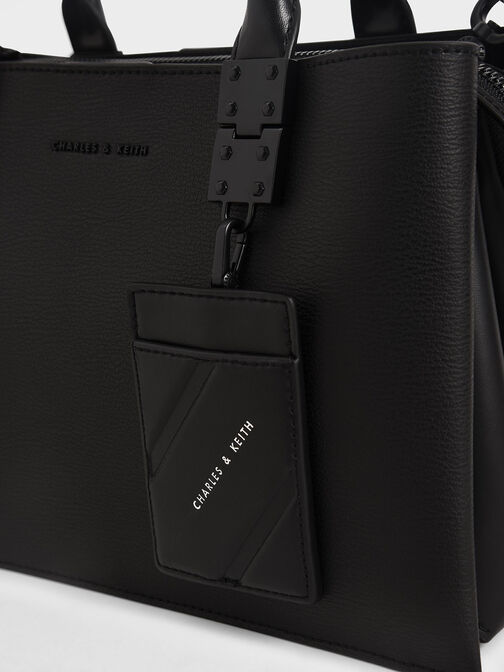 Cameron Double Top Handle Bag, Ultra-Matte Black, hi-res