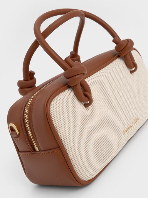 Sammie Canvas Knotted-Handle Elongated Bag, Taupe Canvas, hi-res