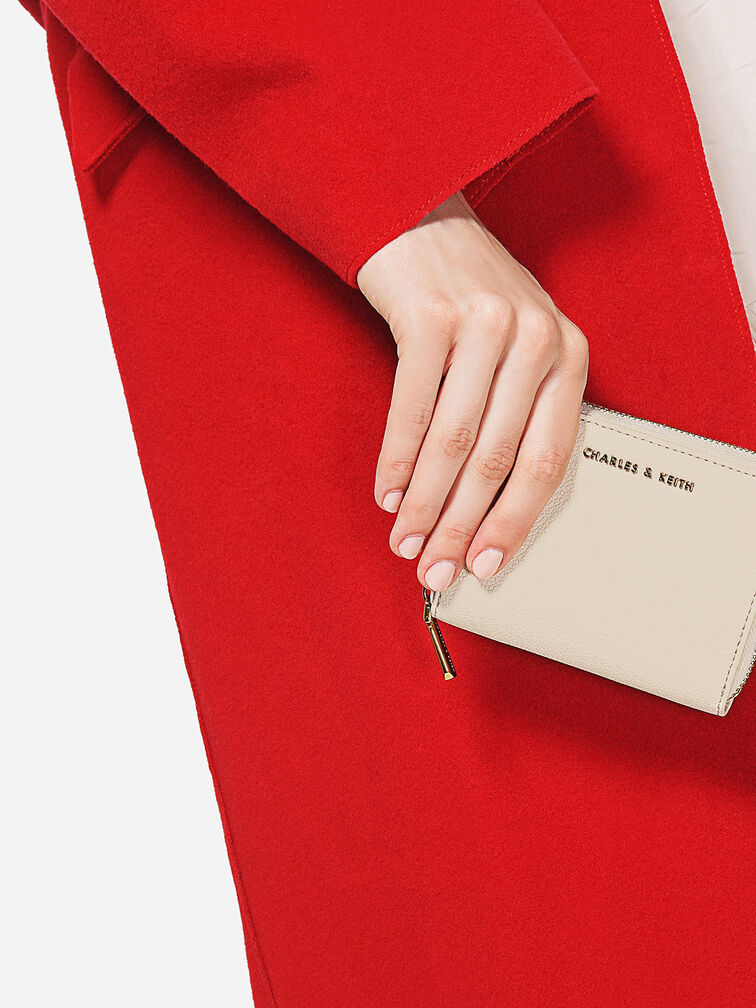 محفظة مربعة بيسك, عاجي, hi-res