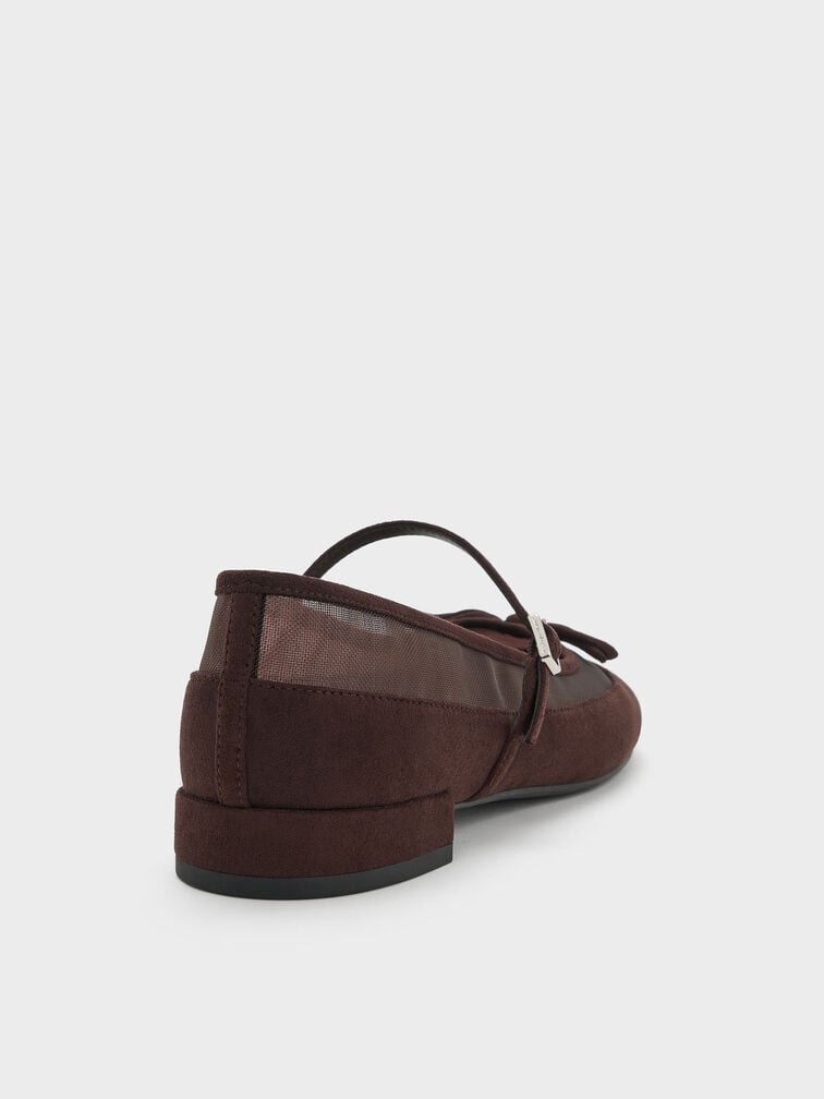 Mulligan Faux Suede & Mesh Mary Janes, Dark Brown Textured, hi-res