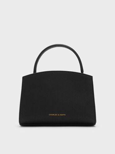 Aubrielle Metallic-Buckle Top Handle Bag, Black, hi-res