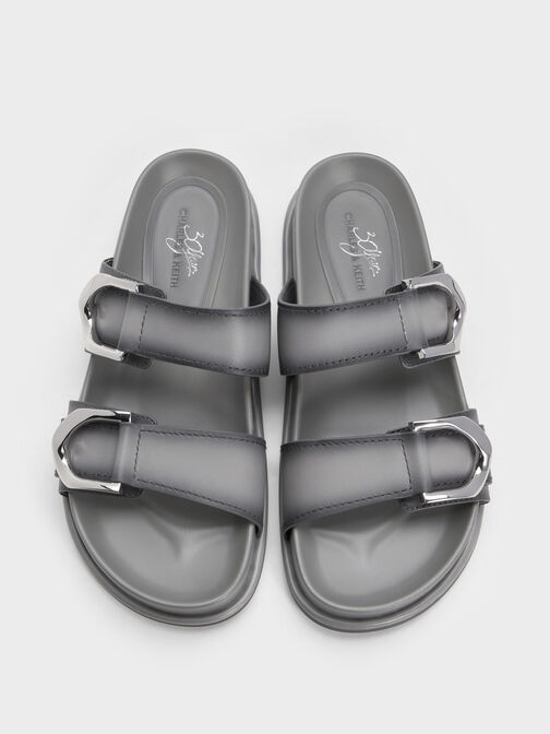 Gabine Leather Ombre Buckled Sandals, Light Grey, hi-res