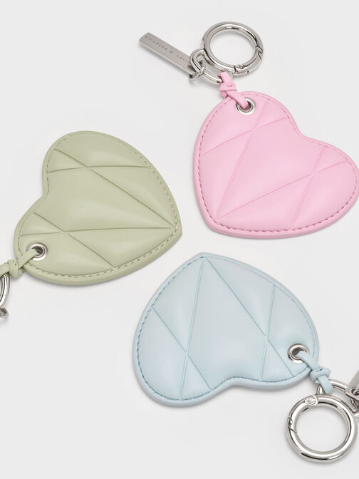 Heart Quilted Mirror Charm, Bubble Gum Pink, hi-res