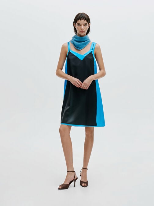 حذاء بكعب عالٍ من الدانتيل والساتان بمقدمة مفتوحة, بني محبّب غامق, hi-res