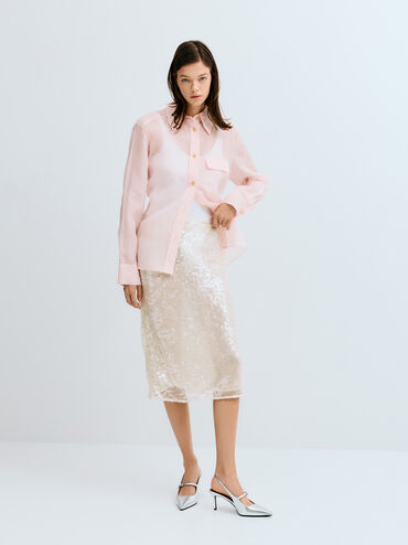 حذاء ماري جين معدني بمقدمة مدببة وسير خلفي, فضي, hi-res