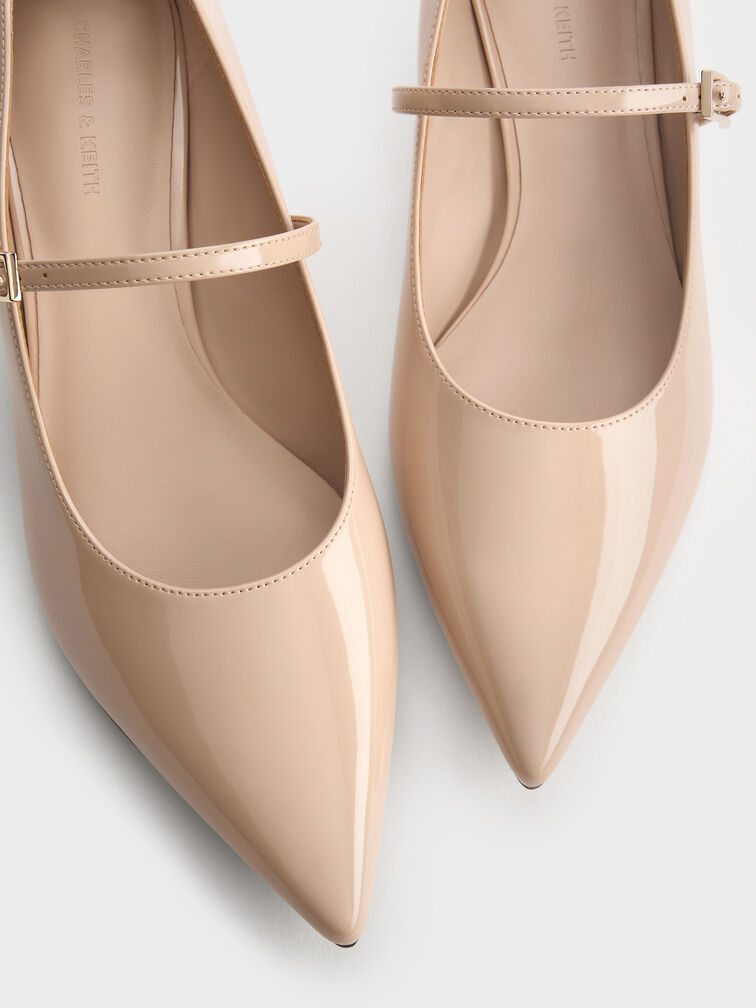 Luciana Patent Mary Jane Pumps, Nude, hi-res