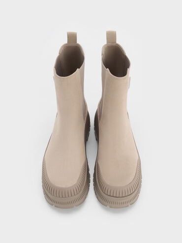 Darra Faux Suede Ridged-Sole Chelsea Boots, Beige, hi-res