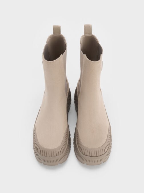 Darra Faux Suede Ridged-Sole Chelsea Boots, Beige, hi-res