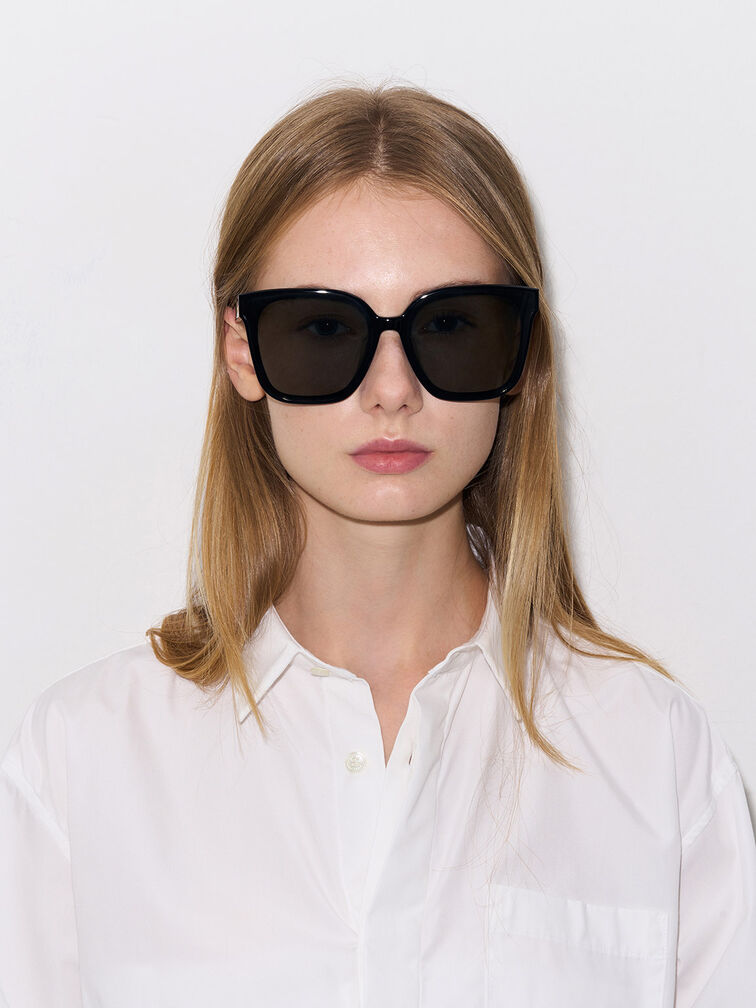 Gabine Oversized Butterfly Sunglasses, Black, hi-res