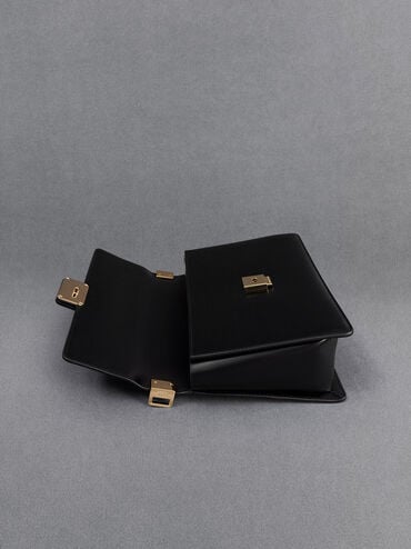 حقيبة كتف مصنوعة من الجلد, أسود, hi-res