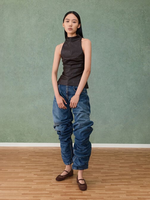 Mulligan Faux Suede & Mesh Mary Janes, Dark Brown Textured, hi-res