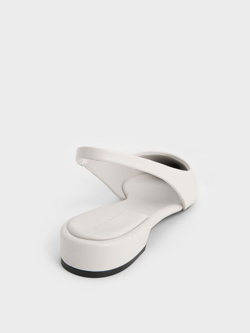Pointed-Toe High-Vamp Slingback Flats, White, hi-res