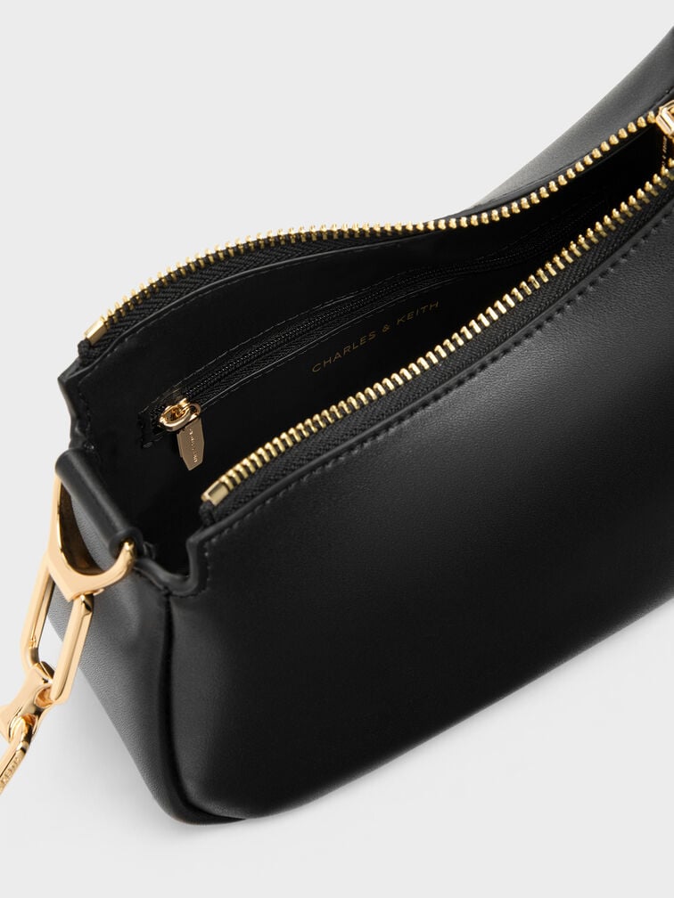 Mini Agatha Chain-Accent Shoulder Bag, Black, hi-res