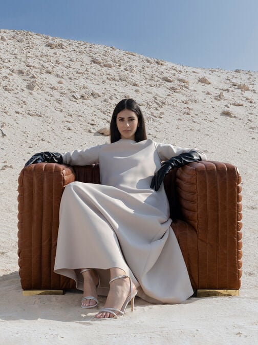 Satin Crystal-Embellished Stiletto-Heel Sandals, White, hi-res