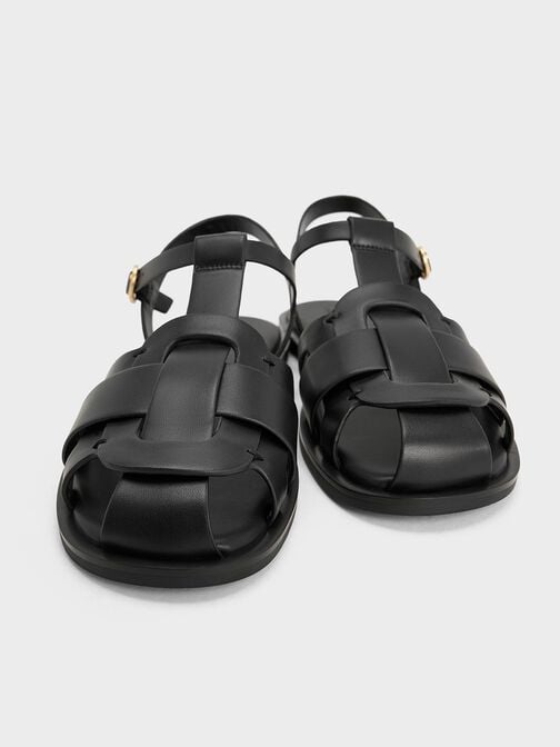 Easley T-Bar Caged Sandals, Black, hi-res