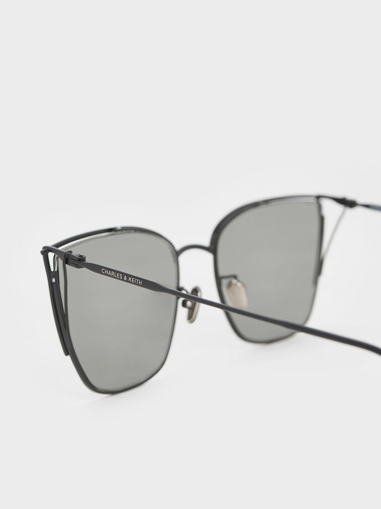 نظارة شمسية شيا مربعة بإطار معدني, أسود, hi-res