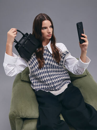 Allyn Structured Trapeze Tote Bag, Noir, hi-res