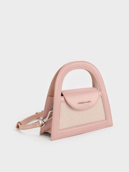 Este Glittered Top Handle Bag, Pink, hi-res