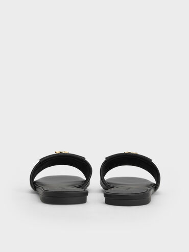 صندل مفتوح سهل الارتداء بلون معدني, أسود, hi-res