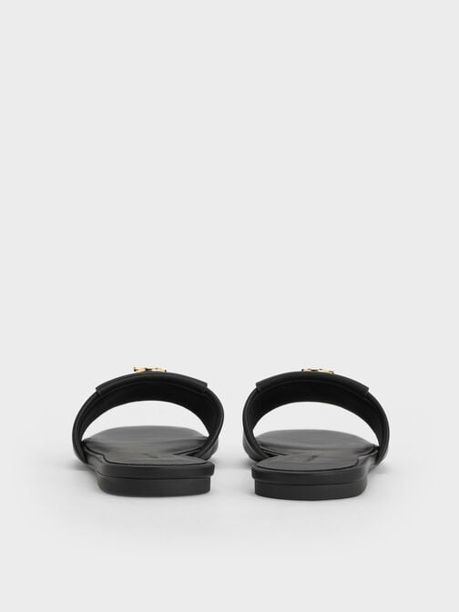 صندل مفتوح سهل الارتداء بلون معدني, أسود, hi-res