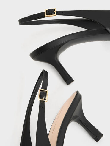 Leslie Metallic-Accent Slingback Pumps, Black, hi-res