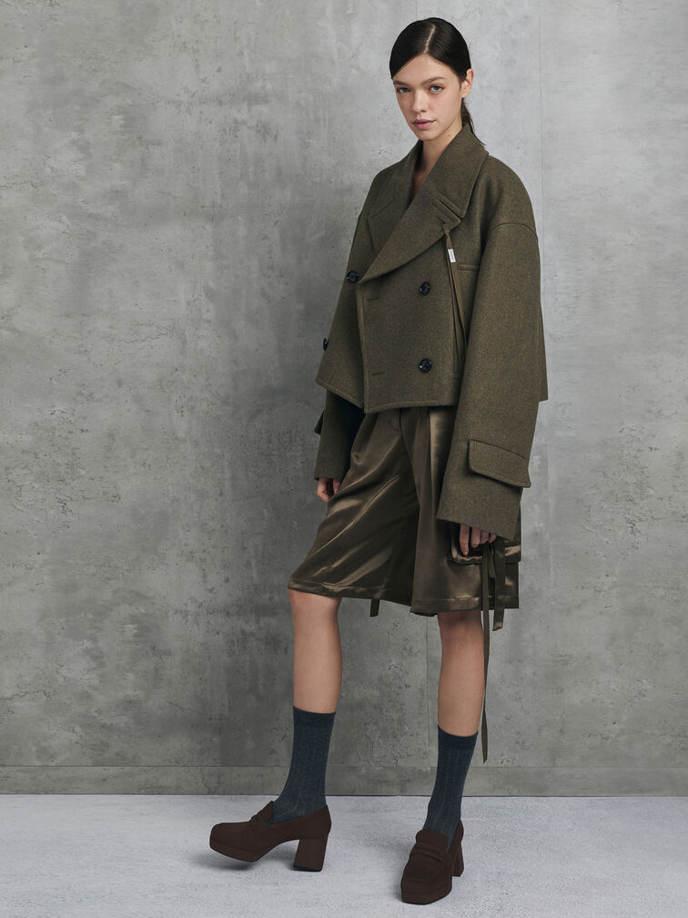 أحذية بكعب عالي (بامبس) لوفرز بلاتفورم بكعب مربع من الجلد السويدي الصناعي, بني محبّب غامق, hi-res