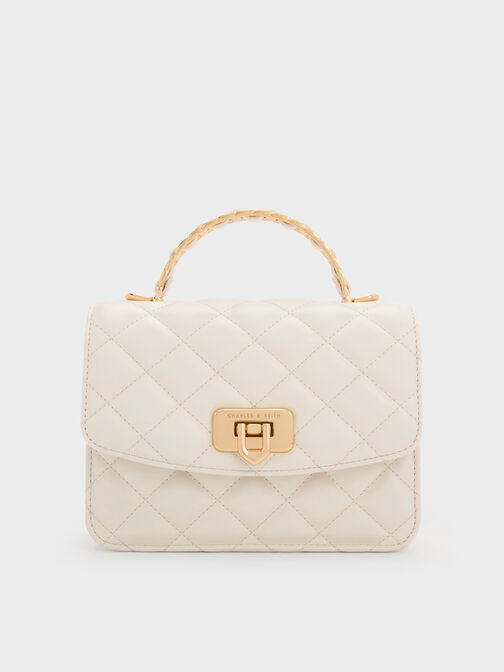 Cressida Quilted Top Handle Bag, Cream, hi-res