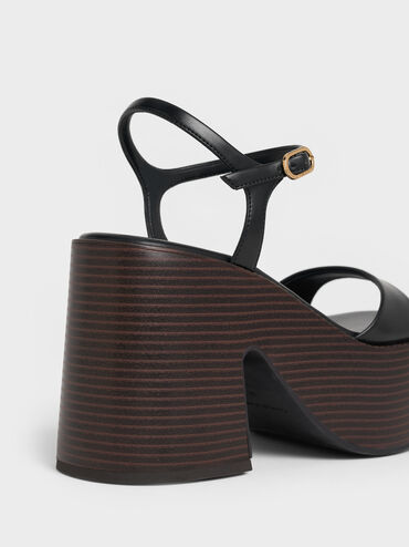 Ankle-Strap Platform Sandals, Black, hi-res