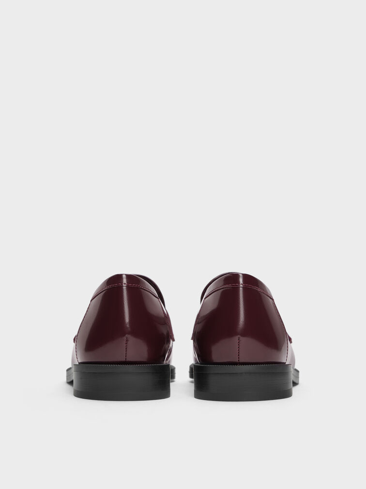 لوفر جورجينا جلد بإكسسوار معدني, برغندي, hi-res