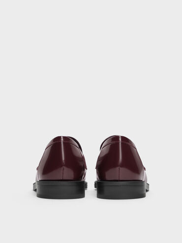 لوفر جورجينا جلد بإكسسوار معدني, برغندي, hi-res