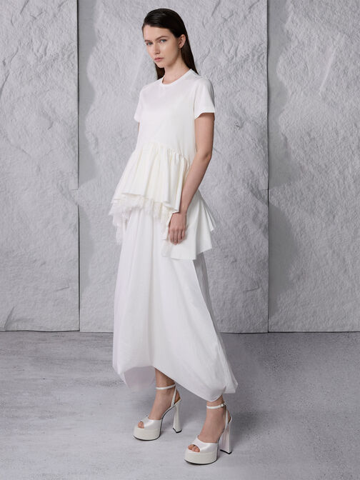 صندل ميشيل بلاتفورم من بوليستر معاد تدويره, أبيض, hi-res