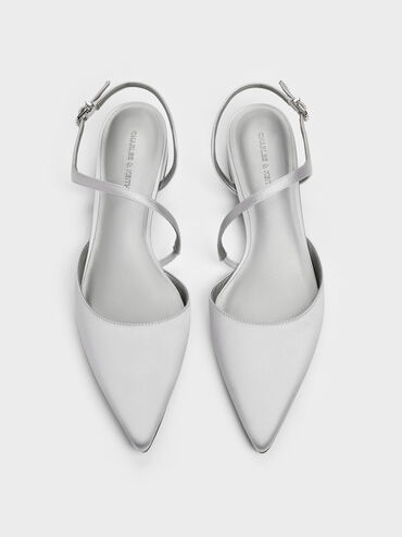 حذاء كورديليا المسطح ذو الكعب المفتوح المدبب, فضي, hi-res