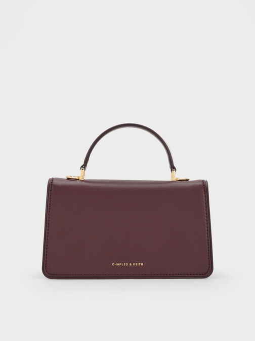 Arlet Belted Top Handle Bag, Wineberry Red, hi-res