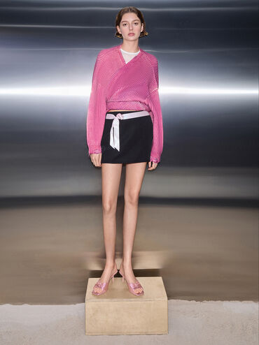 Sadira Satin Heeled Mules, Pink, hi-res
