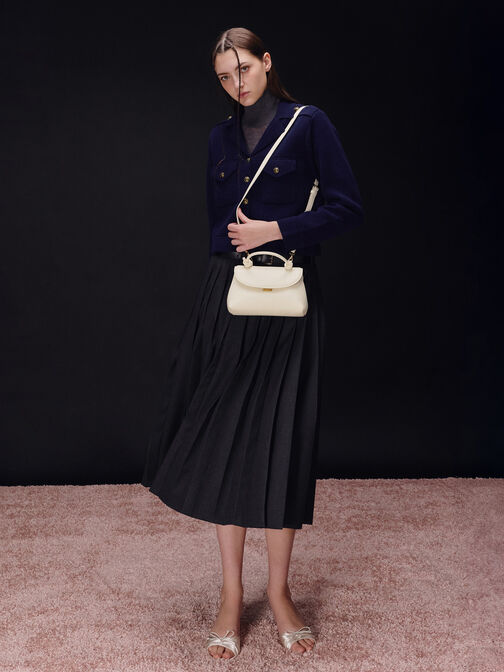 حقيبة ظهر بحمالة يد مزينة بعقدة, كريم, hi-res